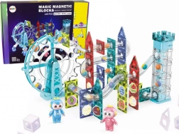 Piste à billes magnétique lumineuse avec ascenseur et grande roue – 129 pièces