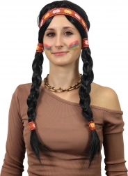 perruque indienne Ribana à tresses pour adultes