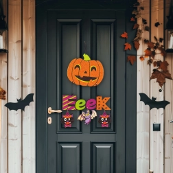Décoration d’Halloween suspendue en forme de citrouille 45 × 23 cm