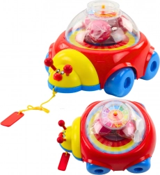 Coccinelle à tirer avec des billes et une horloge pour enfants