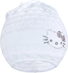 Bonnet-foulard tricoté New Baby chat blanc 104 (3–4 ans)
