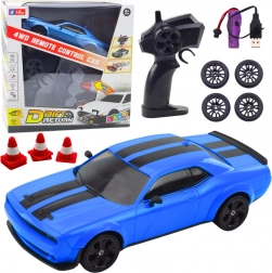 Voiture RC drift 4WD avec roues interchangeables, bleu