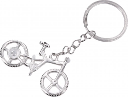 Porte-clés argenté en forme de vélo
