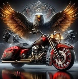 Peinture diamant moto avec aigle 30 × 40 cm