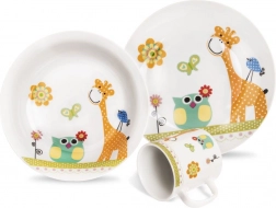 Set petit-déjeuner pour enfants en porcelaine, girafe, 3 pièces