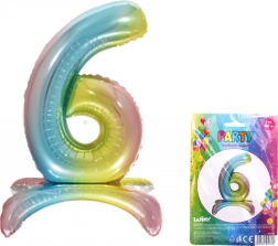 Ballon gonflable chiffre 6 arc-en-ciel 80 cm