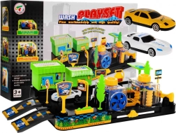 Lavage auto pour enfants 3+ avec set de construction, 2 petites voitures et éléments mobiles