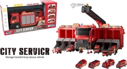 Camion de pompiers 2 en 1 avec base mobile et véhicules