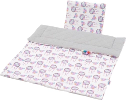 Ensemble réversible pour poussette en velours New Baby – motif attrape-rêves gris