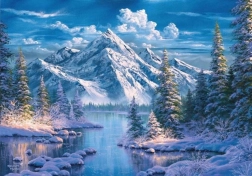 Peinture diamant Rivière dans une vallée de montagne