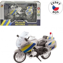 Moto de police en métal 18 cm argentée