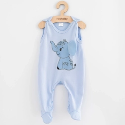 Grenouillère en coton pour bébé New Baby Happy Elephant bleue