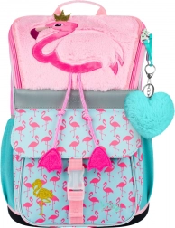 Cartable scolaire avec motif flamant rose