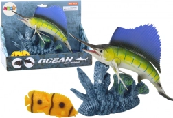 Figurine Espadon sur un Récif Corallien avec des Poissons