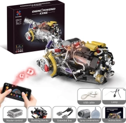 Kit de construction de moteur avec USB, lumière LED et effet fumée (1394 pièces)