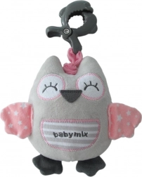 Hibou en peluche musical Baby Mix rose avec clip