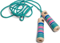 Corde à sauter pour enfants avec poignées en bois – turquoise, 2 m