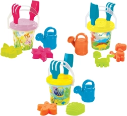 Ensemble de sable transparent avec arrosoir – fées, dinosaures et petits poissons 1,3 l