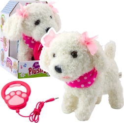 Caniche en peluche interactif avec laisse – blanc, aboie et marche