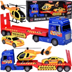 Set de secours : camion, hélicoptère et voiture