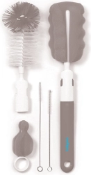 BabyOno brosse pour nettoyer les biberons et les tétines avec manche interchangeable, gris