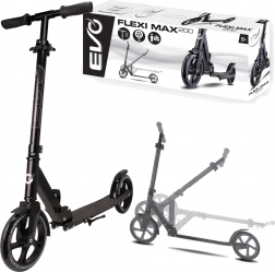 Trottinette EVO Flexi Max 200 noire avec béquille et sangle 8+