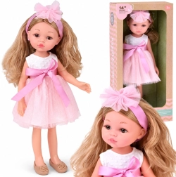 Poupée ballerine en robe rose en tulle, 35 cm