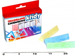 Craies de trottoir triangulaires colorées, 6 pcs