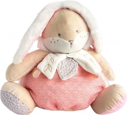 Doudou lapin rose avec espace de rangement pour pyjama 38 cm