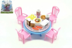 Mobilier pour poupées – table et chaises avec accessoires, plastique, 12 cm