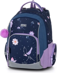 Sac à dos scolaire avec imprimé floral et éléments décoratifs