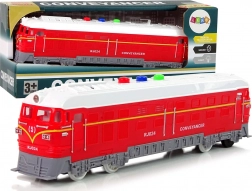 Jouet train 1:32 à friction, avec lumières et sons – rouge