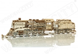 Puzzle 3D en bois WOODEN CITY express avec tender et rails, 580 pièces