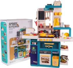 Cuisine interactive pour enfants avec vapeur, lumières et sons, 80 pièces – Bleu
