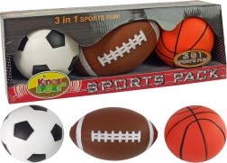 Set de balles de sport souples 3‑en‑1 – football, basket-ball et base-ball