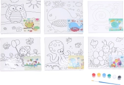 Kit de peinture pour enfants sur toile 20×20 cm avec modèle, peintures et pinceau