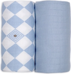 Lodger swaddler en coton biologique 110 × 110 cm, blue fogg - 2 pièces