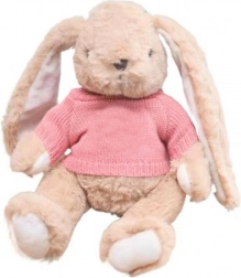 Lapin en peluche avec petit pull rose 22 cm