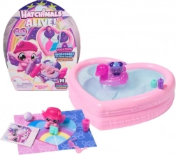 Hatchimals fête piscine arc-en-ciel néon des animaux – bassin en forme de cœur et 2 œufs