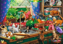 TREFL Puzzle Premium Plus : L’heure du thé avec des chatons espiègles – 1000 pièces