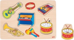 Goki Puzzle encastrable en bois avec sons - instruments de musique