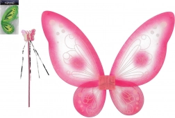 ailes de papillon avec baguette magique pour enfants, 2 couleurs