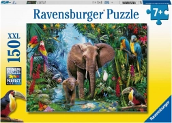 Puzzle Ravensburger Éléphants dans l’oasis 150 pièces