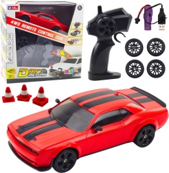 Voiture RC drift 4WD avec roues interchangeables – rouge