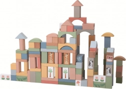 Blocs en bois pastel Safari 120 pcs