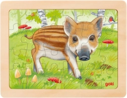 Goki puzzle en bois animaux de la forêt – petit cochon, 24 pièces