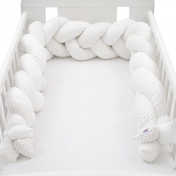 Tour de lit tressée pour berceau NEW BABY Minka et Pois, gris