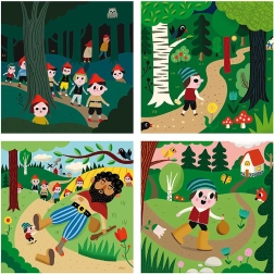 Puzzle en bois Le Petit Poucet 4 en 1