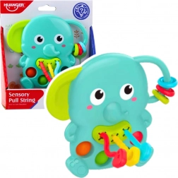 Hochets sensoriel éléphant vert avec éléments mobiles