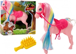 Figurine Cheval avec Crinière Colorée et Selle Rose